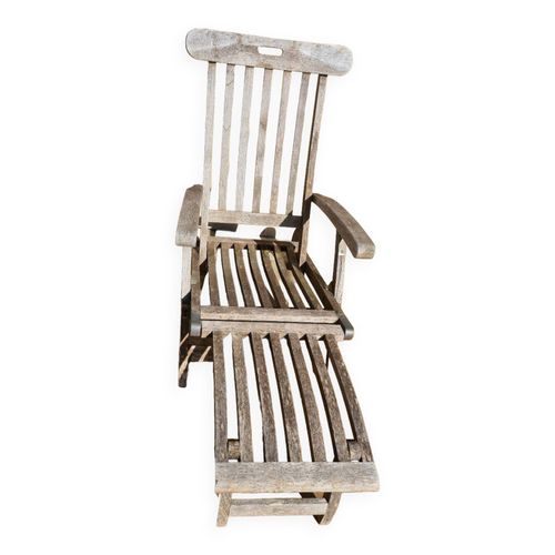 Chaise Longue En Teck Vintage Bois
