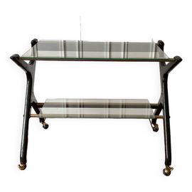 Console Roulante Acajou Et Verre Design Italien Marron