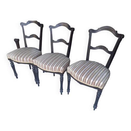 Lot De 3 Chaises Anciennes Style Napolon Iii Noir