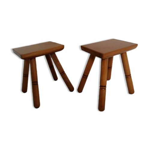 Ensemble Vintage De 2 Petites Tables Daposappointtabourets Bois