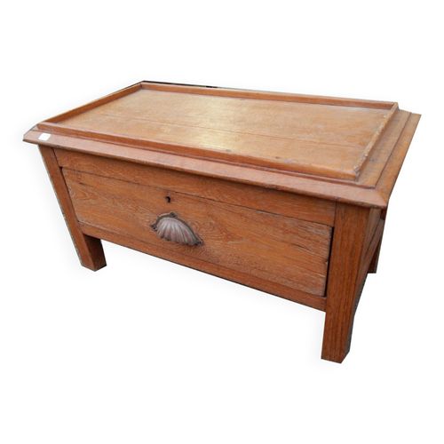 Chevet Table Basse Avec Tiroir Coffre Sur Pieds Pupitre Bois Teck Marron