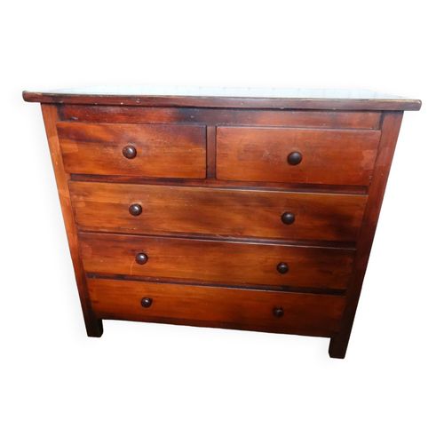 Commode Anglaise 5 Tiroirs Marron