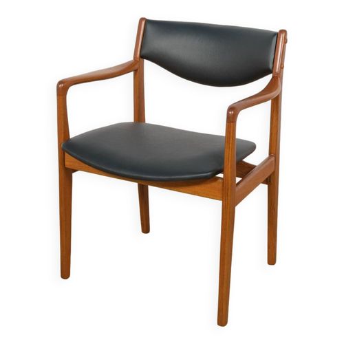 Fauteuil Vintage En Teck Et Cuir Danemark 1960 Marron