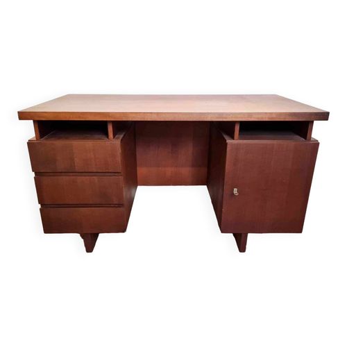 Beau Bureau De Centre Scandinave En Teck Avec Une Belle Patine Daposorigine Vers 1960 Marron