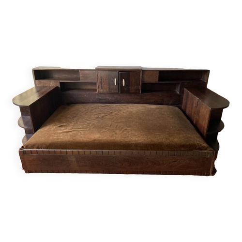 Daybed Art Deco En Bois De Palmier 1930 Marron