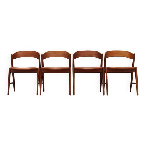 Ensemble De Quatre Chaises En Teck Design Danois Annes 1970 Fabrication  Korup Stolefabrik Multicolore