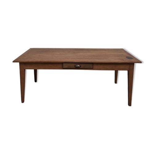 Table De Ferme En Teck Aux Pieds Fuseaux Marron