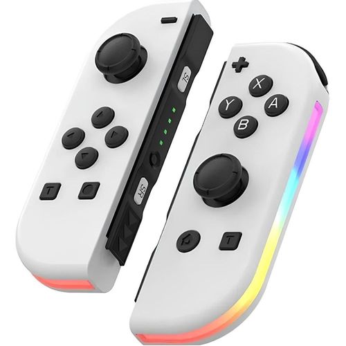Manette Pour Nintendo Switch Oled - Joy-Con Contrôleur Sans Fil Blanc Led Rvb