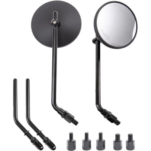 Noir - Rétroviseur De Moto, Rétroviseur Latéral Pour Guidon, Rond, Noir, Classique, Rétro, 10,16 Cm, Avec Vis De 8 Mm Et De 10 Mm Et Tiges Métalliques, Pour Vtt, Scooter, Moto Hors-Route, Cruiser