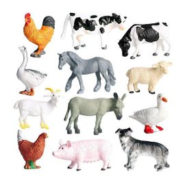 Ensemble De Figurines D'animaux De Ferme, 12 Pièces, Cochon, Chien, Vache, Mouton, Cheval, Canard, Poussin