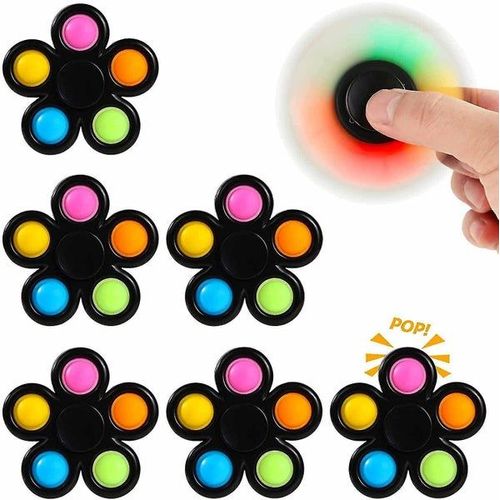 Pop Fidget Spinner Toys Lot De 6, Push Bubble Pop Spinners Fidget Packs, Pop Hand