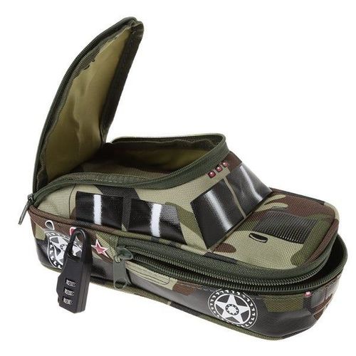 Boîte À Crayons, Pochette À Stylos Pour Véhicule, Sac À Crayons En Toile De Camouflage À Double Fermeture Éclair Pour Garçons