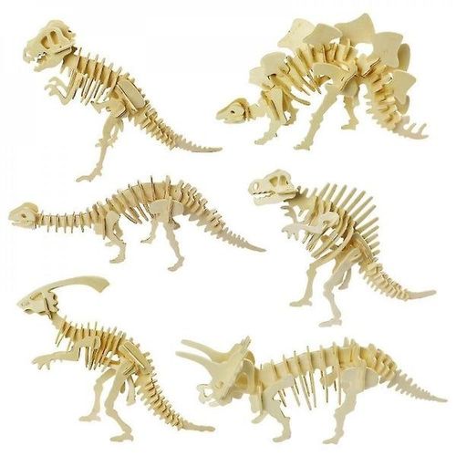 Puzzle En Bois 3d - Ensemble De 6 Pièces Puzzle Squelette De Dinosaure En Bois