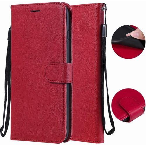 Huawei Mate 10 Pro Etui Housse Pu Cuir Pochette Portefeuille Aimant Protecteur Flip Cover Doux Tpu Silicone Coque Pour Huawei Mate 10 Pro Avec Slot Pour Carte, Série Affaires (Red)
