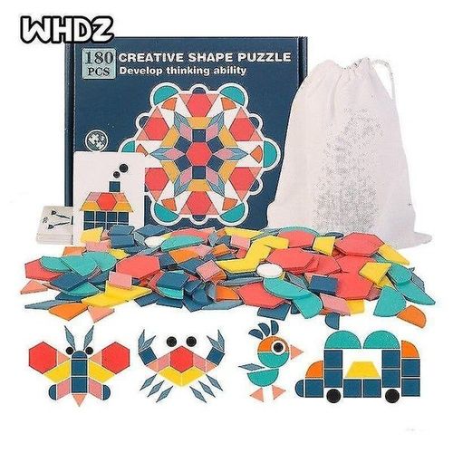 Puzzle Géométrique À Motifs En Bois, 180 Pièces, Casse-Tête, Tangrams, Éducation