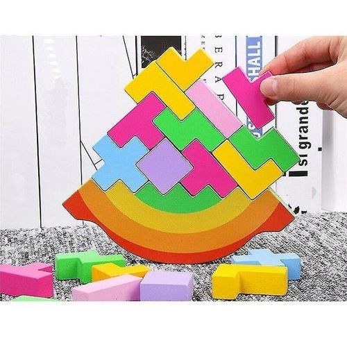 Jouets D'équilibre Colorés, Puzzle 3d En Bois, Jeu Préscolaire Tetris, Pour Enfants