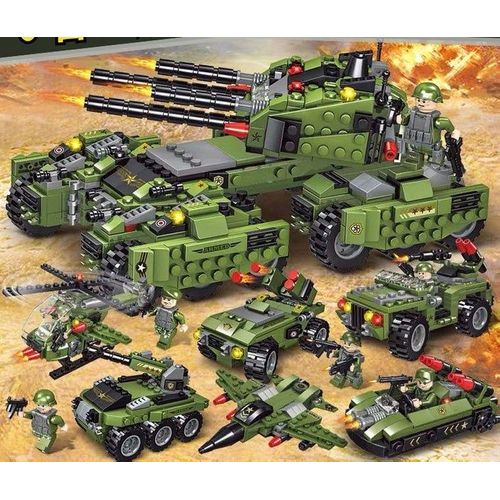 Ensemble De Jouets De Construction 6 En 1, Réservoir De Transport Militaire, Véhicule, Ensemble De Jeu, Jouets De L'armée, 710 Pièces