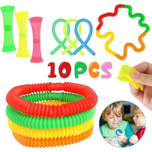 Fidget ¿ Jouet Sensoriel Anti-Stress, Tube Pop, Maille En Marbre, Nouilles De Singe Extensibles