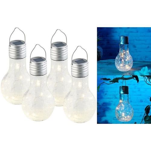 Lot de 4 ampoules à LED décoratives aspect craquelé, avec chargement solaire
