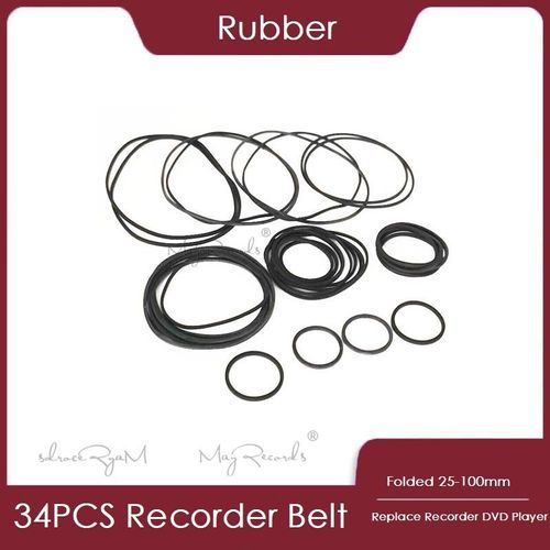 Ceinture en caoutchouc de remplacement pour enregistreur,lecteur DVD,répéteur,baladeur,CD,lecteur DVD,25-100mm,1 paquet,34 pièces