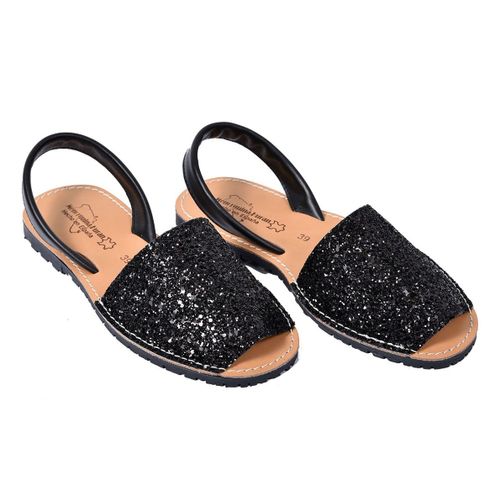 Sandale Nu Pieds Premium Cuirs Chaussure D'été Qualité Et Confort 550 Glitter Noir
