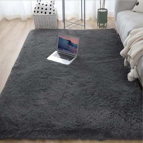 Optique-Tapis En Peluche Soyeux Et Moelleux Pour La Décoration Intérieure,Tapis Rectangulaire Pour La Zone Des Enfants,Tapis De Pied De Canapé Lea,Tapis De Jeu P - Type Deep Gray-120x160cm(47x63in)