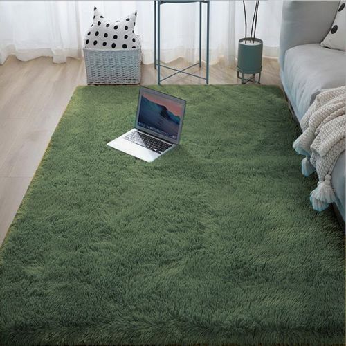 Optique-Tapis En Peluche Soyeux Et Moelleux Pour La Décoration Intérieure,Tapis Rectangulaire Pour La Zone Des Enfants,Tapis De Pied De Canapé Lea,Tapis De Jeu P - Type Deep Green-180x180cm 70x70in