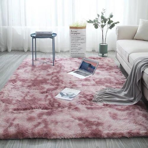 Tapis Dégradé Pour Salon Moderne,Polymères De Sol De Canapé,Long Lea En Peluche,Doux Et Moelleux,Coussin De Jeu Gris Pour Chambre D'enfant - Type Pink Purple-100x160cm(39x63in)