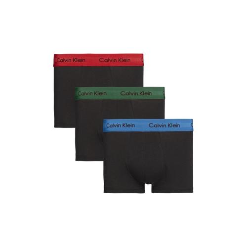 3-Pack Boxers Ck Calvin Klein Original Taille Basse Cotton Extensible Noir Avec Élastiques De Couleurs Vert/Bleu/Rouge