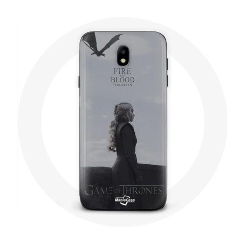 Coque Pour Samsung Galaxy J3 2017 Game Of Thrones Saison 8 Daenerys Targaryen Feu Et Sang Le Trône De Fer Logo Gris