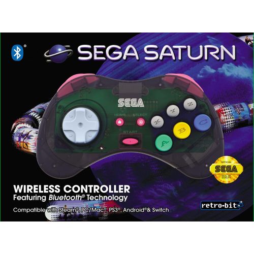 Retrobit - Sega Saturn Manette 8 Boutons Sans Fil Bluetooth Gris