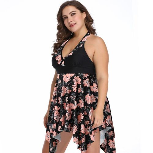 Maillot De Bain Deux Pièces Imprimé Floral, Grande Taille, Contrôle Du Ventre, Pour Femmes, 2x L-6 Xl
