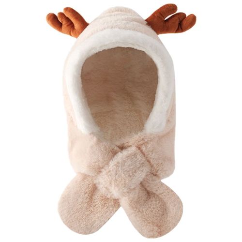 Chapeau Pour Enfants En Forme De Cerf Ou D'élan, Écharpe, Une Pièce, Pour Protéger Le Cou, Chaud, Doux, En Peluche, Bonnet Coupe-Vent, Pour Bébé