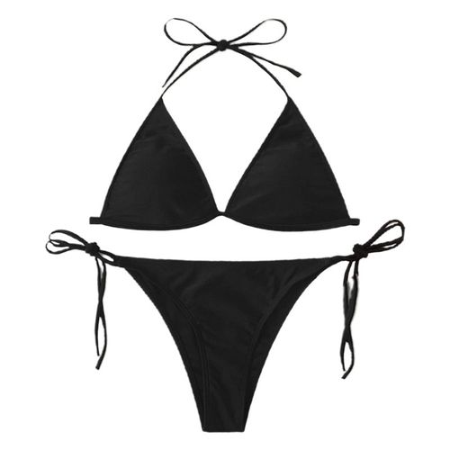 Maillot De Bain Deux Pièces Sexy Pour Femmes, Couleur Néon, Bikini Brésilien, Col Licou, String, Triangle, Cravate Latérale, Taille Haute, Push-Up, Costume De Bain