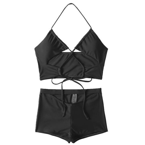 Maillot De Bain À Bandes Croisées Pour Femmes, Sexy, Push-Up, Bikini, Ensemble, Couleur Unie, Vacances, Vêtements De Plage, Été, 2022