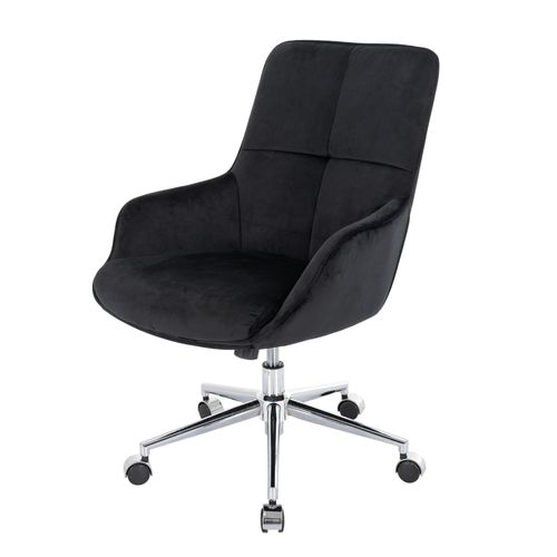 Chaise De Bureau Hwc-J64, Chaise Pivotante Avec Accoudoirs Réglable En Hauteur Velours   Noir
