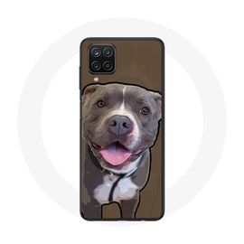 Coque Pour Samsung Galaxy A22 4g Chien Pitbull Blanc Gris
