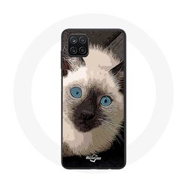 Coque Pour Samsung Galaxy A22 4g Chat Siamois Noir Et Blanc Aux Yeux Bleus