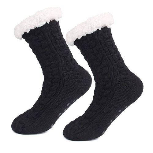Chaussettes Molletonnées Antidérapantes Pour Femmes, Douces Et Épaisses, Chaudes, Chaudes, Antidérapantes, Pour La Maison, Le Lit, Hiver