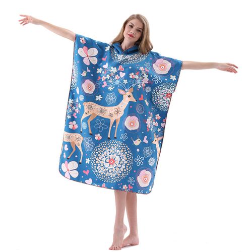 Serviette De Plage Poncho À Capuche, Serviette De Bain Microfibre, Combinaison À Langer, Serviette De Surf Pour Nager, Plage, Extérieur, Peignoir