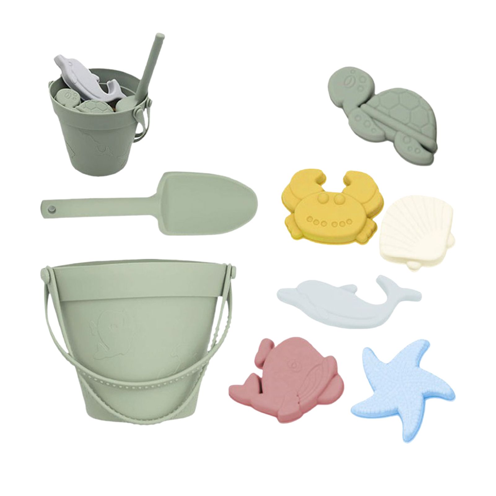 Jouets De Plage En Silicone 8 Pièces, Ensemble De Jouets De Plage Et De Sable, Kit D'outils De Fosse À Sable, Moules De Créatures De La Mer Pour Enfants En Bas Âge