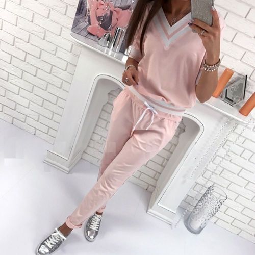Survêtement Rose Décontracté Pour Femmes, Ensemble De Vêtements De Sport À Cordon De Serrage, Sweat-Shirt Et Pantalon De Survêtement, Pull Deux Pièces, Printemps Automne
