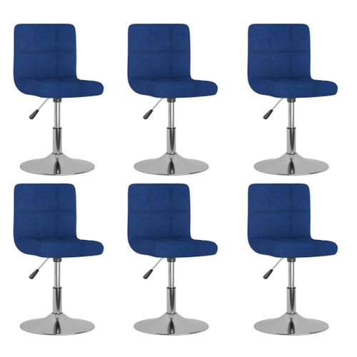 Vidaxl Chaises Pivotantes De Salle À Manger 6 Pcs Bleu Tissu