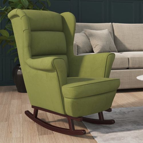 Vidaxl Fauteuil À Bascule Et Pieds En Bois D'hévéa Vert Clair Velours