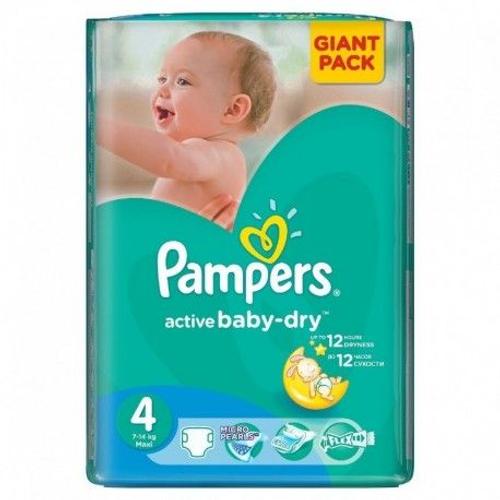 Pack 90 Couches Pampers Active Baby Dry Taille 4 Maxi Plus (9-20-Kg)