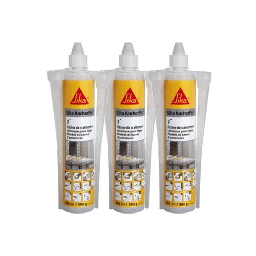 Lot de 3 résines de scellement chimique SIKA Sika AnchorFix 2 Plus - Gris - 300 ml