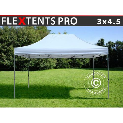 Tente Pliante Chapiteau Pliable Tonnelle Pliante Barnum Pliant Flextents Pro 3x4,5m Blanc
