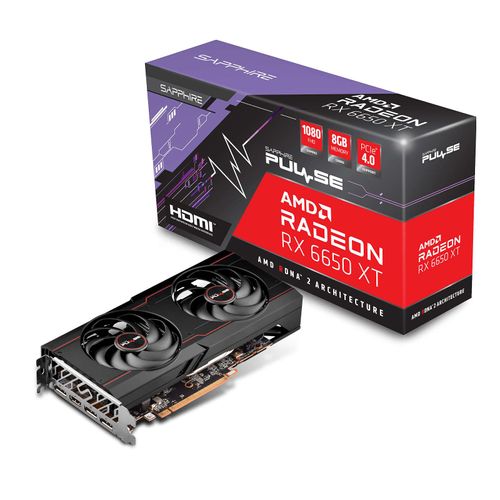 Sapphire Pulse Radeon RX 6650 XT - Carte graphique - Radeon RX 6650 XT - 8 Go GDDR6 - PCIe 4.0 x8 - HDMI, 3 x DisplayPort