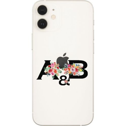 Coque Iphone 12 Mini Initiales Personnalisees Et Fleur Rose