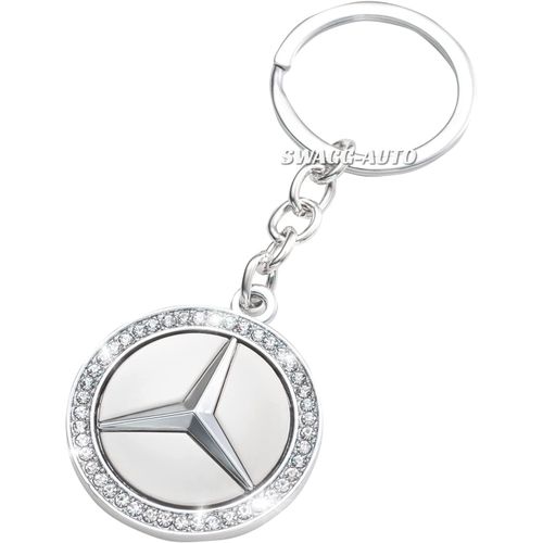 Porte-Clés Etoile Mercedes-Benz En Acier Inoxydable Contour En Cristal Diamant Amg Classe A B C D E